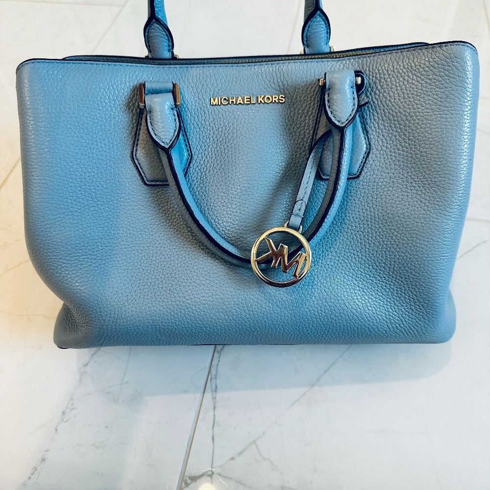 Michael Kors Saffiano Medium Leather Tote Bag, Powder Blue